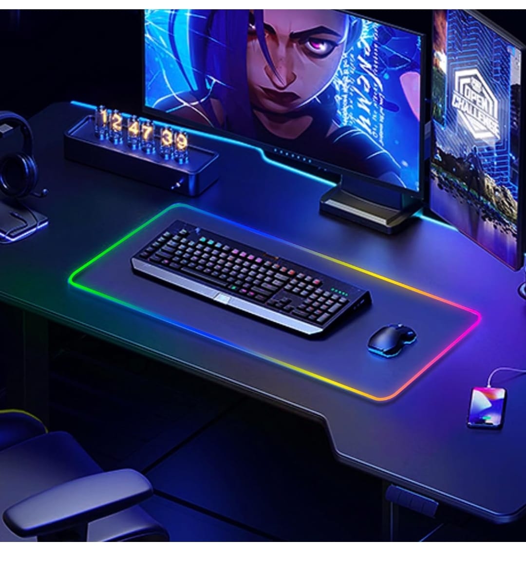 Tapis de souris RGB, tapis de souris LED, grand tapis de souris, tapis de souris LED et grand